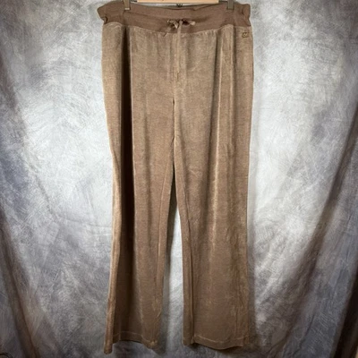 Женские велюровые спортивные штаны Calvin Klein размер ОЧЕНЬ БОЛЬШОЙ XL ЖЕЛТОВАТО-КОРИЧНЕВЫЙ с расклешенным подолом - Изображение 1 из 4