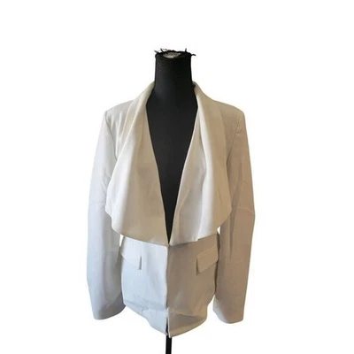 Blazer BCBGMaxazria Blanco Manga Larga Talla L Ropa de Oficina Boda Preppy City Foto 1 de 4