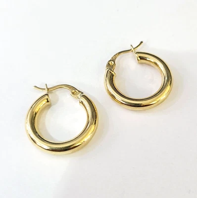 Pendientes de aro reales de oro amarillo de 10k para hombre y mujer Foto 1 de 4