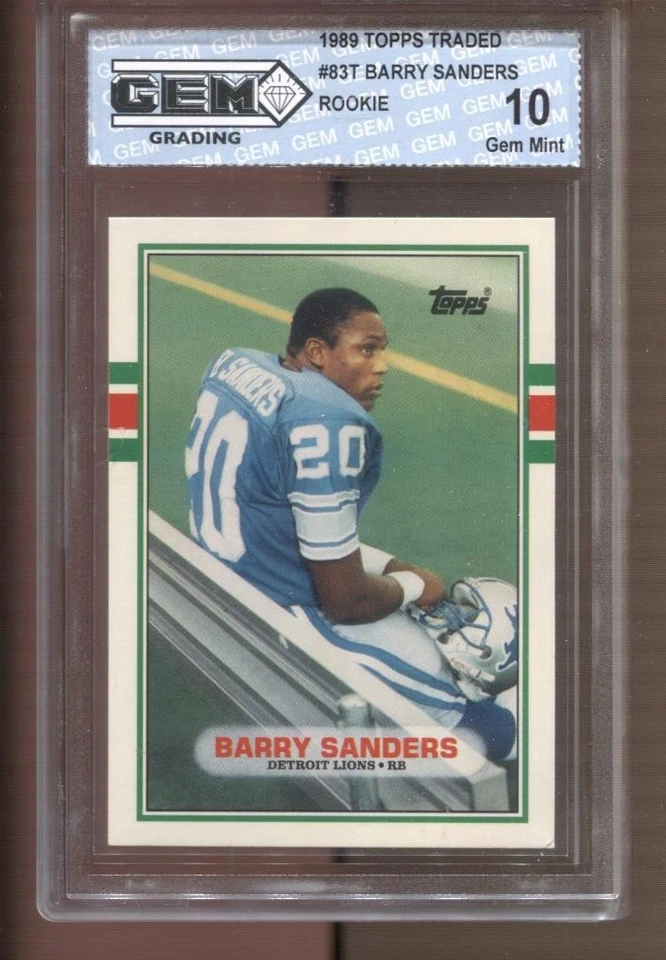 1989 Barry Sanders Topps Traded #83T Gem Mint 10 RC Rookie Detroit Lions - Image 1 of 2