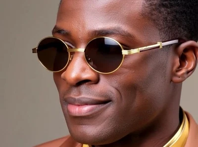 Gafas de sol para hombre conducción al aire libre pequeñas marco dorado moda ovaladas puffs tonos Migos Foto 1 de 4