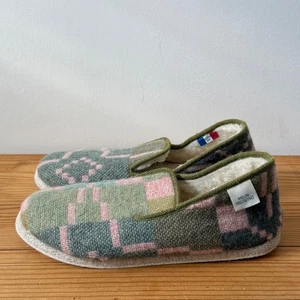 Pantofole Merlin Tregwynt taglia 9 43 verde rosa gallese lana arazzo foderato - Foto 1 di 10