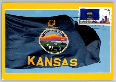 #4292 Flags of our Nation Kansas FDC Maxi Card Cancels not the best - Image 1 of 2
