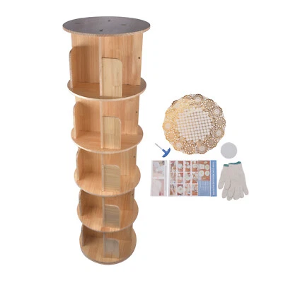 Estantería giratoria 360 grados 5 niveles apilable estantería de madera maciza para el hogar Foto 1 de 4