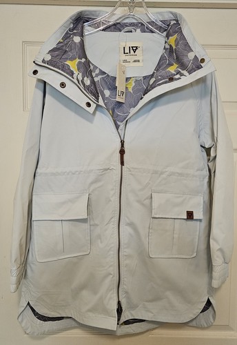 VETEMENTS Giacca cappotto lungo donna tessuto Liv Outdoor taglia L blu chiaro impermeabile nuovo con etichetta