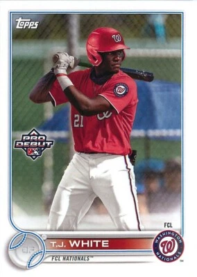 T.J. White 2022 Topps Pro Debut MiLB Baseball Rookie Card #PD-191 FCL Nationals - Image 1 of 2