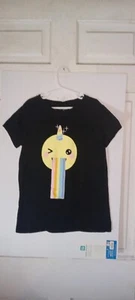 Cat & Jack Top T-Shirt Girl- Size 10/12- Unicorn Happy Face -pre loved free ship - Picture 1 of 3
