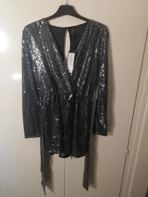 AMISU Damen  Jumpsuit  NEU  Größe  36  schwarz, silber - Bild 1 von 4