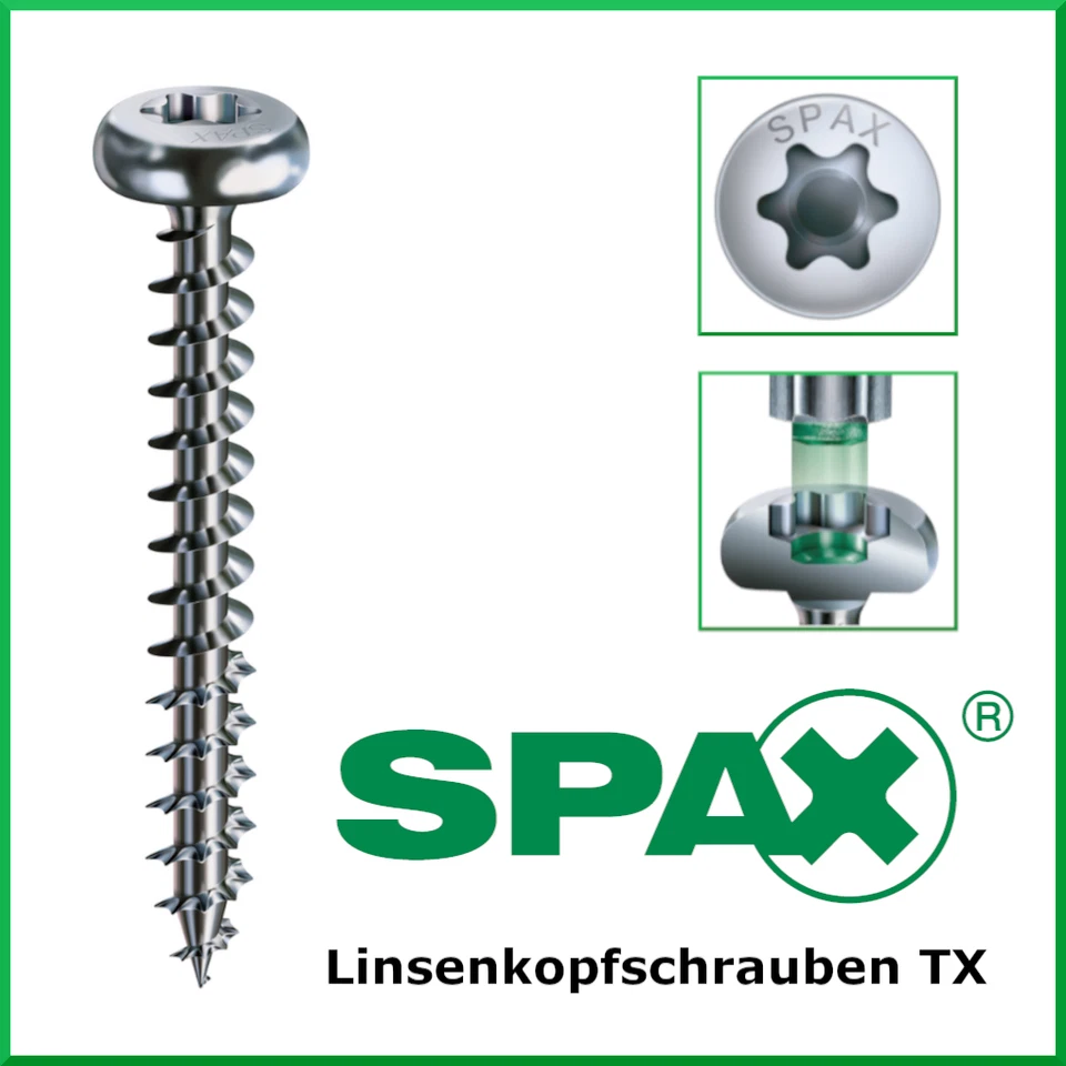 SPAX Universalschrauben Linsenkopfschrauben Vollgewinde Torx TX verzinkt a