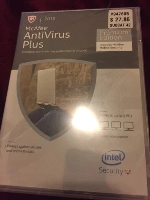 McAfee AntiVirus Plus Premium Edition, Includes McAfee Mobile Security 2015 - Image 1 of 2