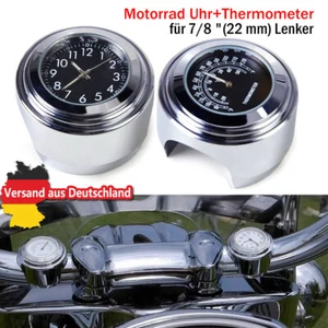 7/8" 1"Motorrad Lenkeruhr Uhren Thermometer Motorraduhr Wasserdicht Universal DE - Picture 1 of 10