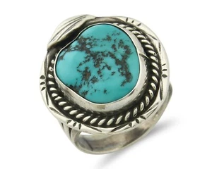 Navajo Ring Sterling Silver Authentic Turquoise Handmade Size 7.0 - Picture 1 of 7