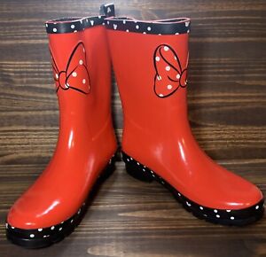 Disney Minnie Mouse Rain Boots Womens Size 10 Bowtie
