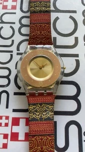Swatch Sweet Sarong SFK187 2003 Skin 34 mm x 3,9 mm Textil über Leder #c - Bild 1 von 5