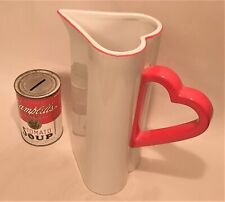 9" VANDOR HEART vtg juice pitcher ceramic valentine's day red love barware vase