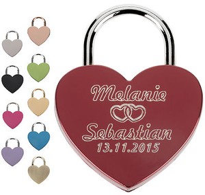 Heart Love Lock Engraved With Desired Engraving Custom Text Padlock Engraving