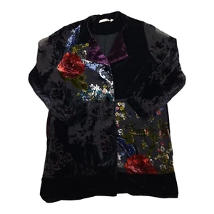 Soft Surroundings Velvet Sheer Button Floral Cardigan Womens 1X - Picture 1 of 10