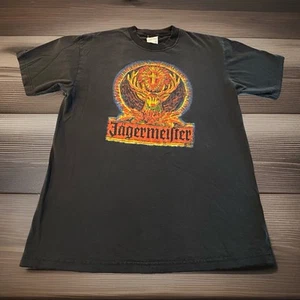 Vintage 90s JAGERMEISTER T-Shirt LARGE Liquor Alcohol Beer Size XL Black - Picture 1 of 6