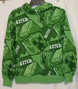 New Minecraft Hoodie Boys Youth Size 12 Graphic Fleece Lined Hooded Sweatshirt - Picture 1 of 3