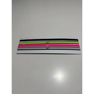 Nike Headbands 4 Pack Stripe Black White Pink Green Hair Accessories - Picture 1 of 6