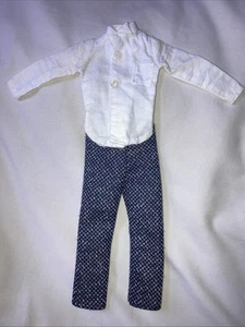 Vintage Ken Puppe Barbie Clone weißes Hemd & blaue Hose Hosen Outfit - Bild 1 von 7