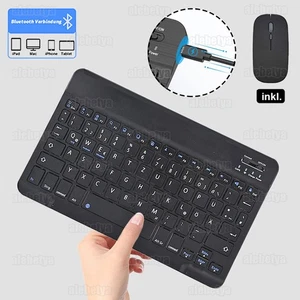 Bluetooth Tastatur Kabellos Keyboard inkl. Wireless Maus für PC Tablet Notebook - Bild 1 von 17