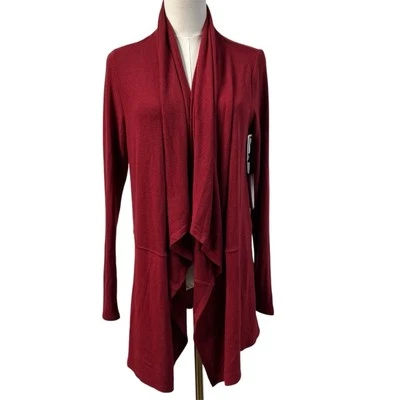 New Velvet by Graham & Spencer Sonia Cardigan Burgundy Red Open Front Medium - Image 1 of 4