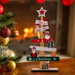 Desktop Christmas Tree Ornament Santa Claus Christmas Wooden Sign Decoration - Picture 1 of 3
