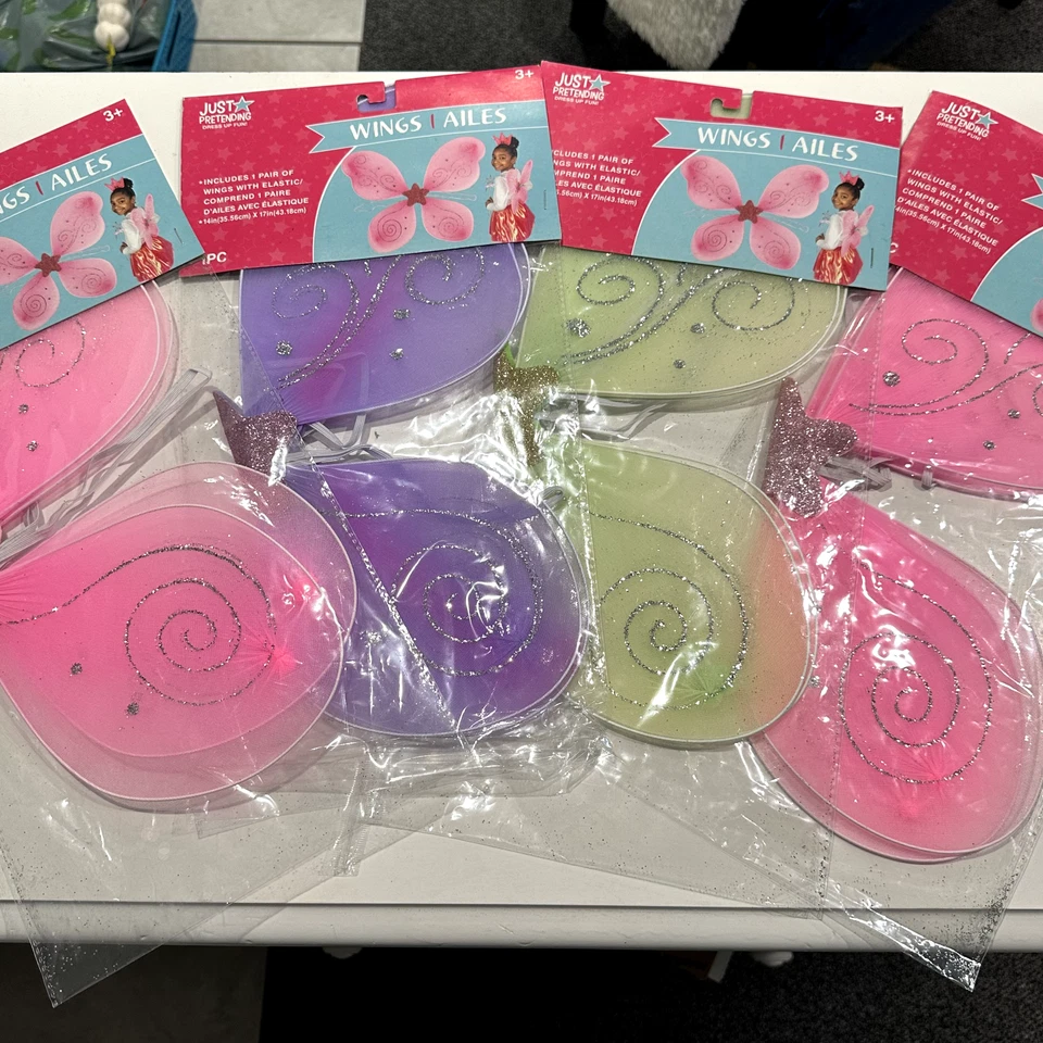 Just Pretending New 4 Pack Girls Fairy Wings For Halloween Costume Dress Up - Изображение 1 из 1