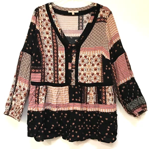 Gibson Latimer BOHO Shirt Top Blouse Womens Size 1X Button Up Pullover Bohemian - Picture 1 of 10