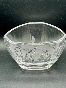 TIFFANY & Co Vintage Crystal Bowl Frosted w Etched Flowers 6” W x 4”H - Picture 1 of 11