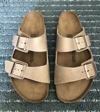 Birkenstock Arizona Tan Oiled Leather Slides Sandals Unisex Sz 41 New