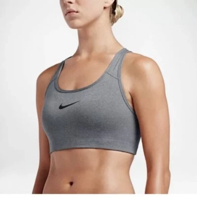 NWT NIKE PRO Women DRI-FIT Medium Support Sports Bra-Gray 375833-091 Medium - Image 1 of 2