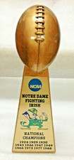 15"  UNIV OF NOTRE DAME FIGHTING IRISH NCAA NATIONAL CHAMPION FOOTBALL TROPHY