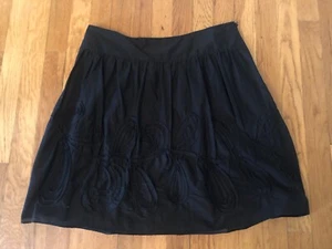 NWT LOFT Womens Size 8 Black Cotton A-Line Skirt Pleated Floral Design - Picture 1 of 5