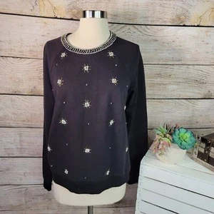 Maglione pullover Juicy Couture gioiello impreziosito blu navy medio - Foto 1 di 7