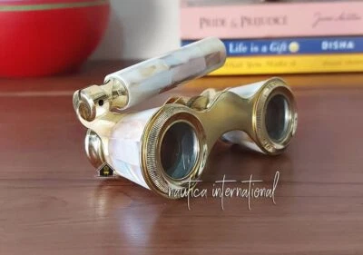 黄铜歌剧眼镜带珍珠母航海双筒望远镜Spyglasse — 第 1/4 张图片