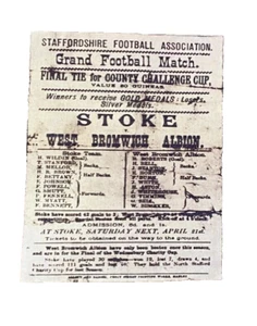 STOKE CITY V WEST BROMWICH ALBION - STAFFS COUNTY CUP- REPLICA COPY - 1883 - Picture 1 of 1