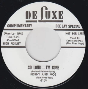7" RE. High-Grade 1957 Vocal Group R&B KENNY & MOE So Long I'm Gone DELUXE Hear - Picture 1 of 4