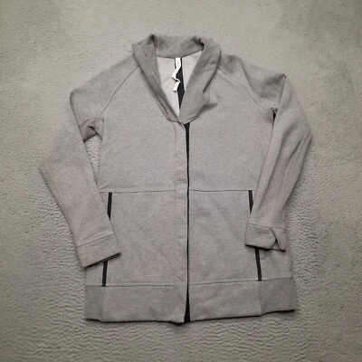 Cardigã Feminino Lululemon Yin To My Yang Tamanho 8 Cinza Preto Jaqueta de Lã Zíper Completo - Imagem 1 de 4