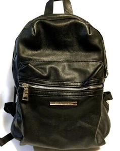 STEVE MADDEN BACKPACK PURSE Black Bag w/ Shoulder Straps Silver Zippers Hardware - Picture 1 of 6