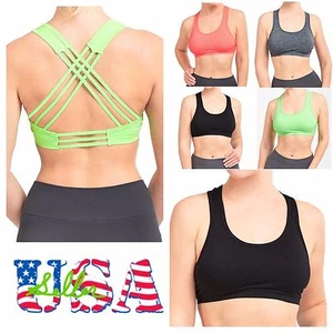 Para mujeres Moda Sujetador Deportivo Recortado Sin mangas Correas Cruzado Espalda Prendas para el torso Yoga Fitness Gimnasio - Imagen 1 de 6