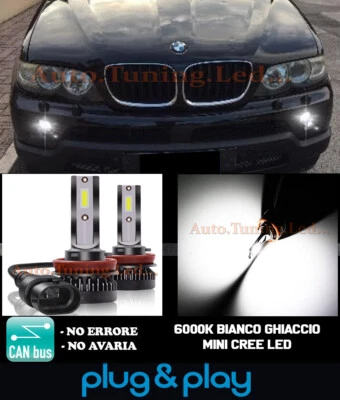 BMW X5 E53 RESTYLING LAMPADE FENDINEBBIA H11 LED CAMBUS BIANCO GHIACCIO 8000LM - Immagine 1 di 4