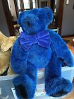 Vermont Teddy Bear Company Blue Jointed Stuffed Plush Bear with Bow