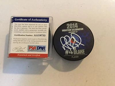 Disco de hóquei assinado por Rob Blake 2014 HOF H.O.F Hall of Fame PSA/DNA CERTIFICADO DE AUTENTICIDADE a - Imagem 1 de 2