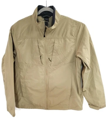 ExOfficio Jacket Mens Medium Khaki Tan Lightweight Nylon Travel Zip Pockets - Image 1 of 4
