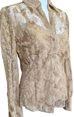 Conjunto sin mangas Dana Buchman de encaje con botones cami de seda para mujer 4 camisas tostadas camel Foto 1 de 4