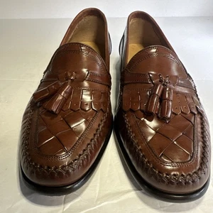 Giorgio Brutini Le Glove Hombres Tejido Cuero Marrón Kiltie Borla Mocasín Zapatos 9.5D - Imagen 1 de 15