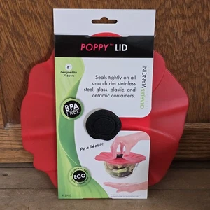 Charles Viancin Poppy Silicone Baking & Storage Suction Lid Medium 8" Inch NEW - Picture 1 of 8