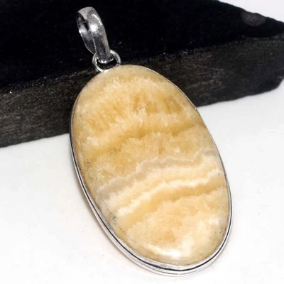 925 Silver Plated Laguna Lace Calcite Pendant Handmade Size 2.3" GW - Image 1 of 3
